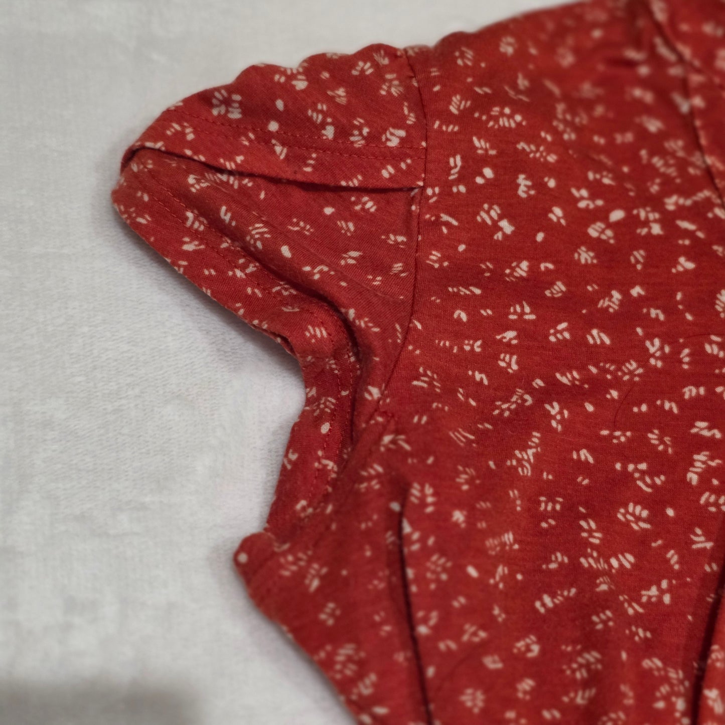 Womens Red Boho Floral Blouse Flowy Tunic Top Rayon Stretch Size Large