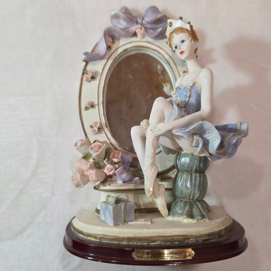 Montecelina Collection Ballerina Figurine with Mirror – Vintage Ballerina in Blue Tutu
