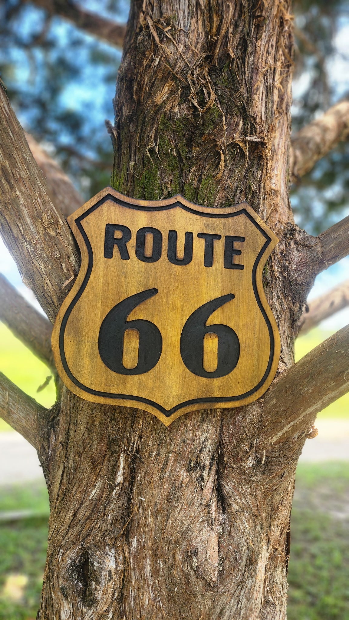 Route 66 Wood US Road Highway Shield Bar Wall Home Decor