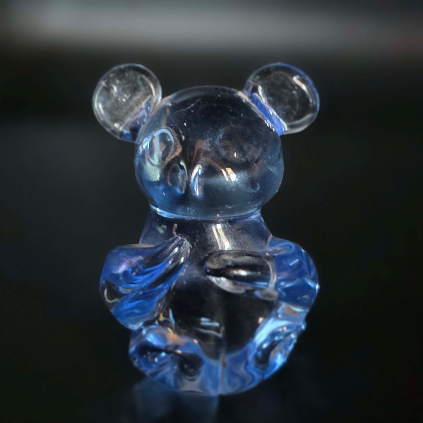 Clear Blue Glass Bear Figurine Miniature Paperweight Decorative Collectible Gift