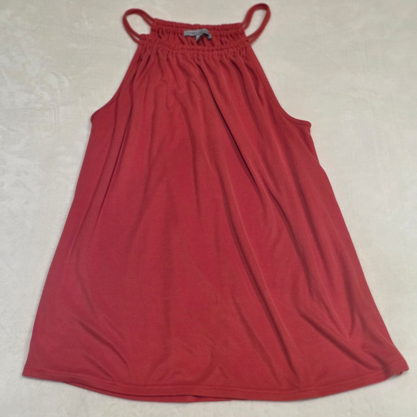 Womens Coral Halter Tank Top Flowy Summer Blouse Green Envelope LA Size L
