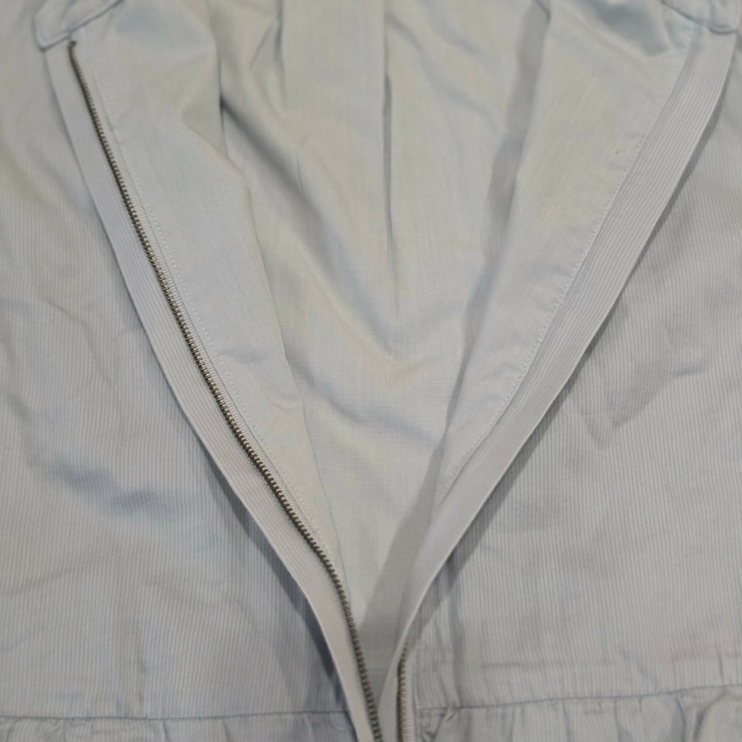 Kaari Blue Light Wash Ruffle Hem Zip Front Jacket Top Peplum – Women’s Large