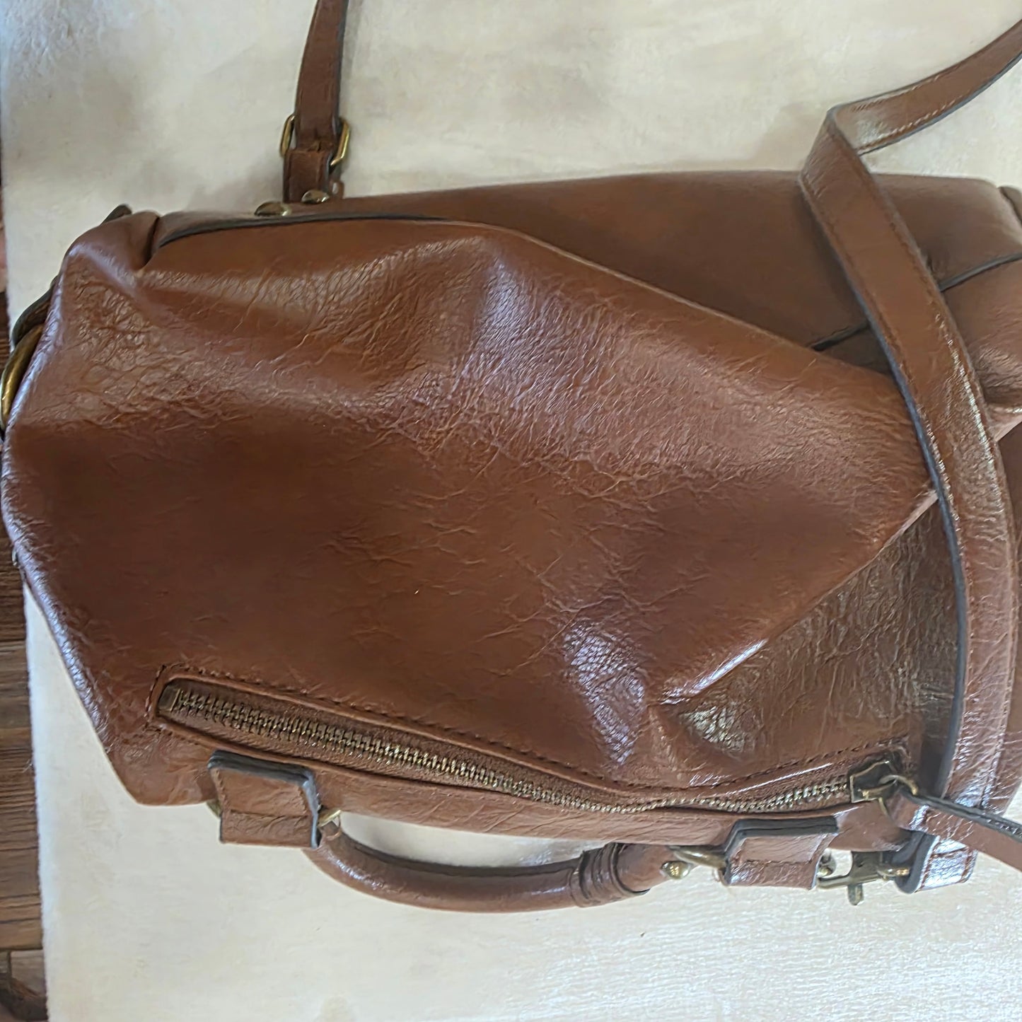 Frye & Co Womens Satchel Handbag Leather Brown