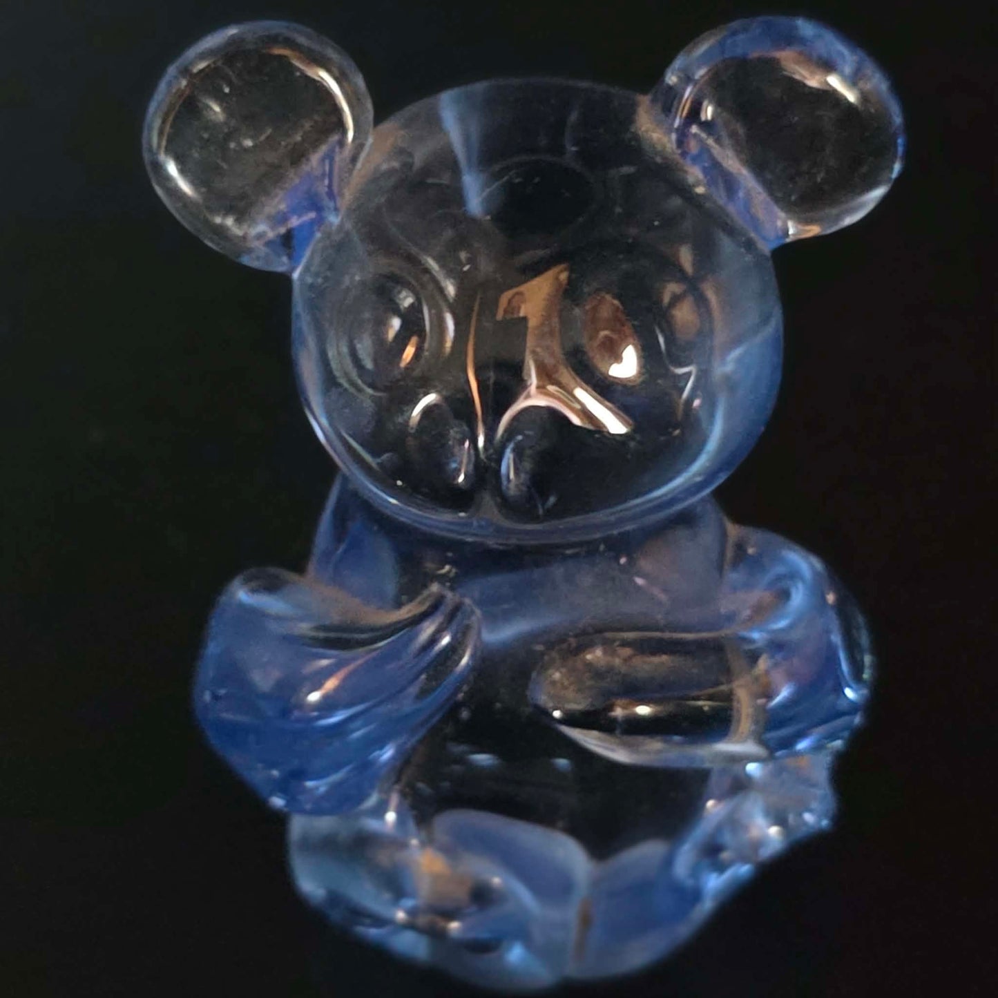 Clear Blue Glass Bear Figurine Miniature Paperweight Decorative Collectible Gift