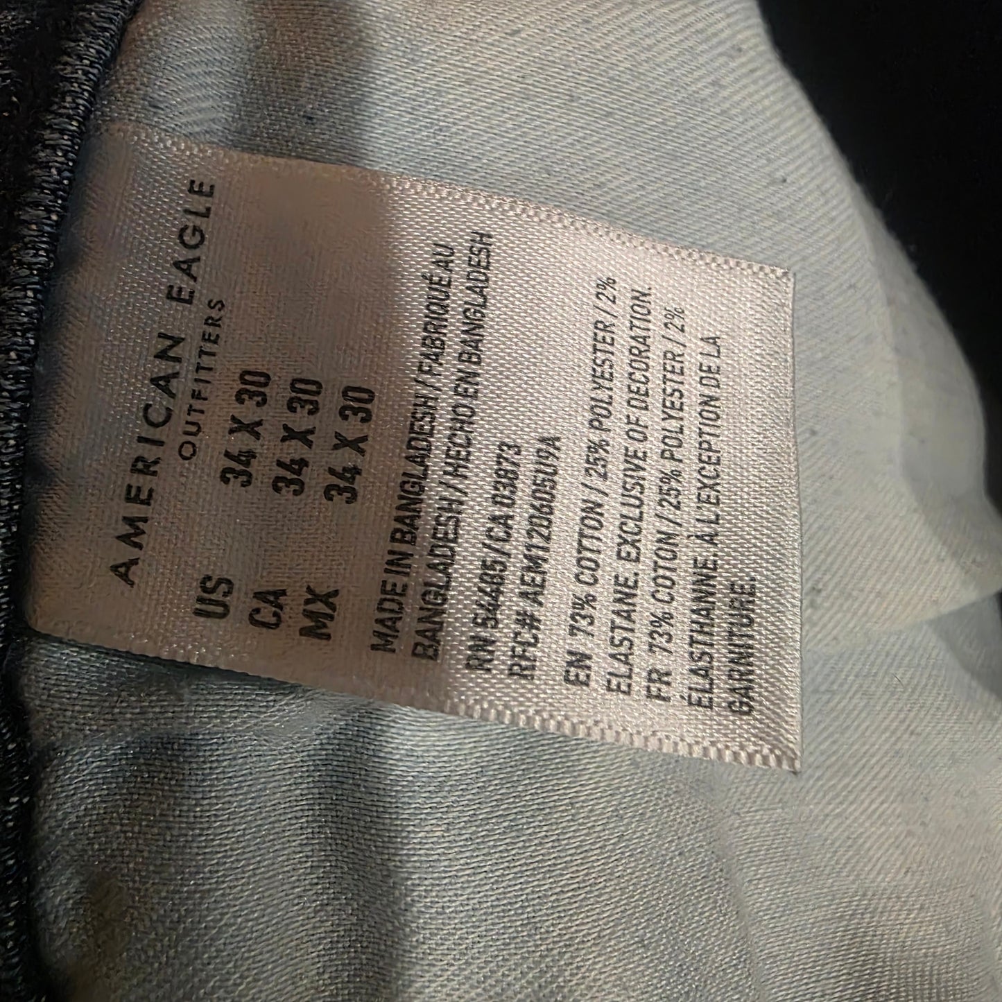 American Eagle AirFlex Jeans Mens 34x30 Dark Wash Stretch Straight Fit Denim