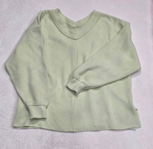 Aerie Waffle Knit Sweater Women’s Small Sage Green V Neck Long Sleeve Cozy Pullover