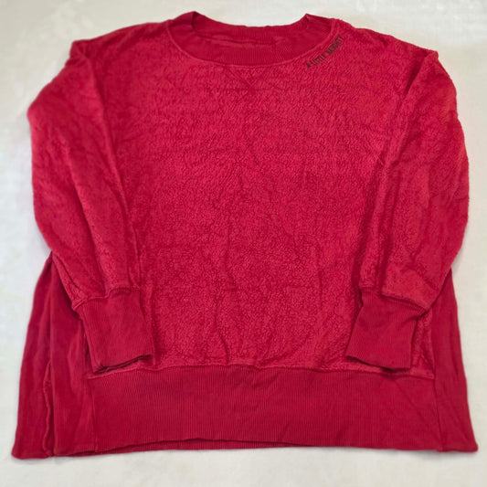 Aerie Red Sherpa Fleece Sweatshirt Side Slit Cozy Pullover “A Little Naughty”