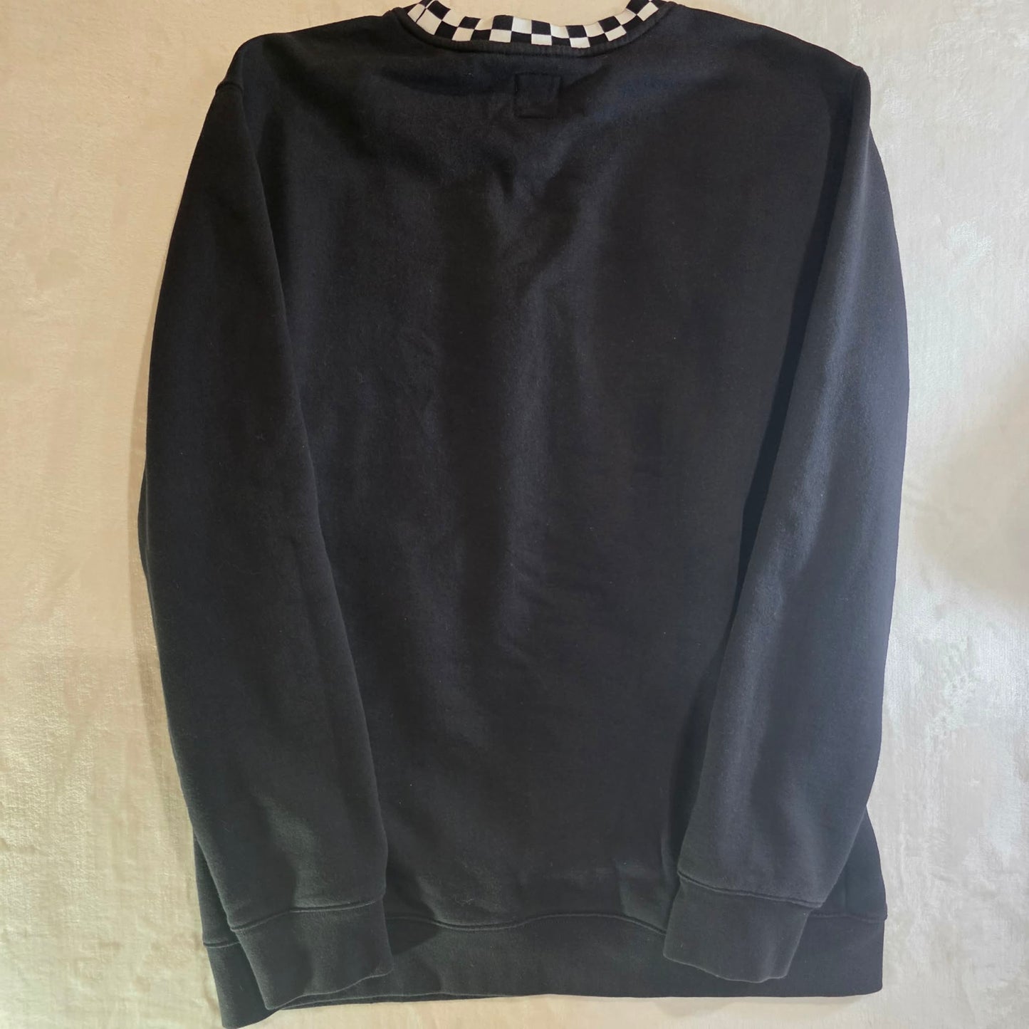 Vans Off The Wall Black Fleece Crewneck Sweatshirt Checkerboard Collar XL
