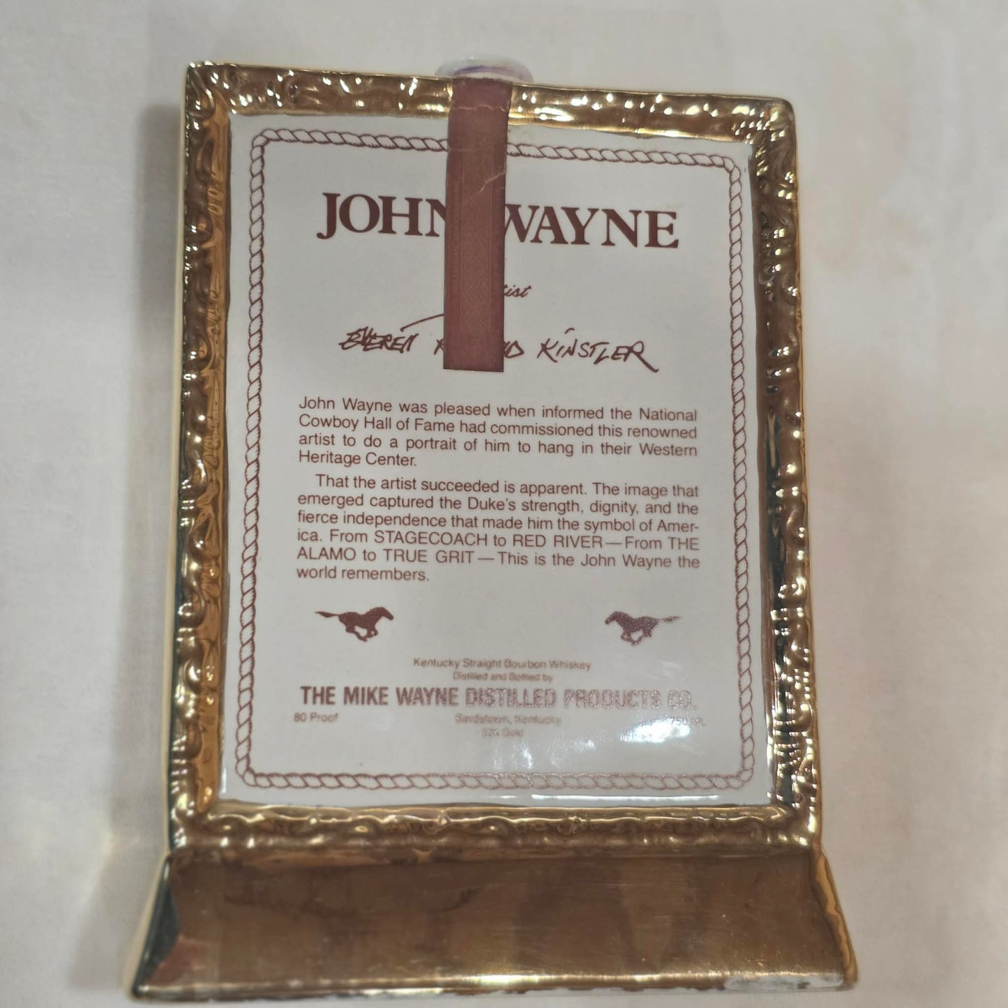 1979 John Wayne Limited Edition 23K Gold Ceramic Decanter Empty w/ Box & Stopper