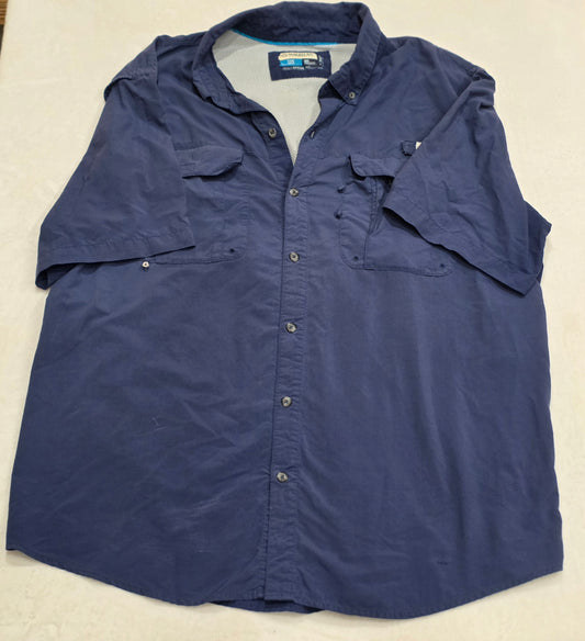 Magellan Fish Gear Angler Fit Shirt 2XL Navy Fishing Vented Short Sleeve Outdoor
