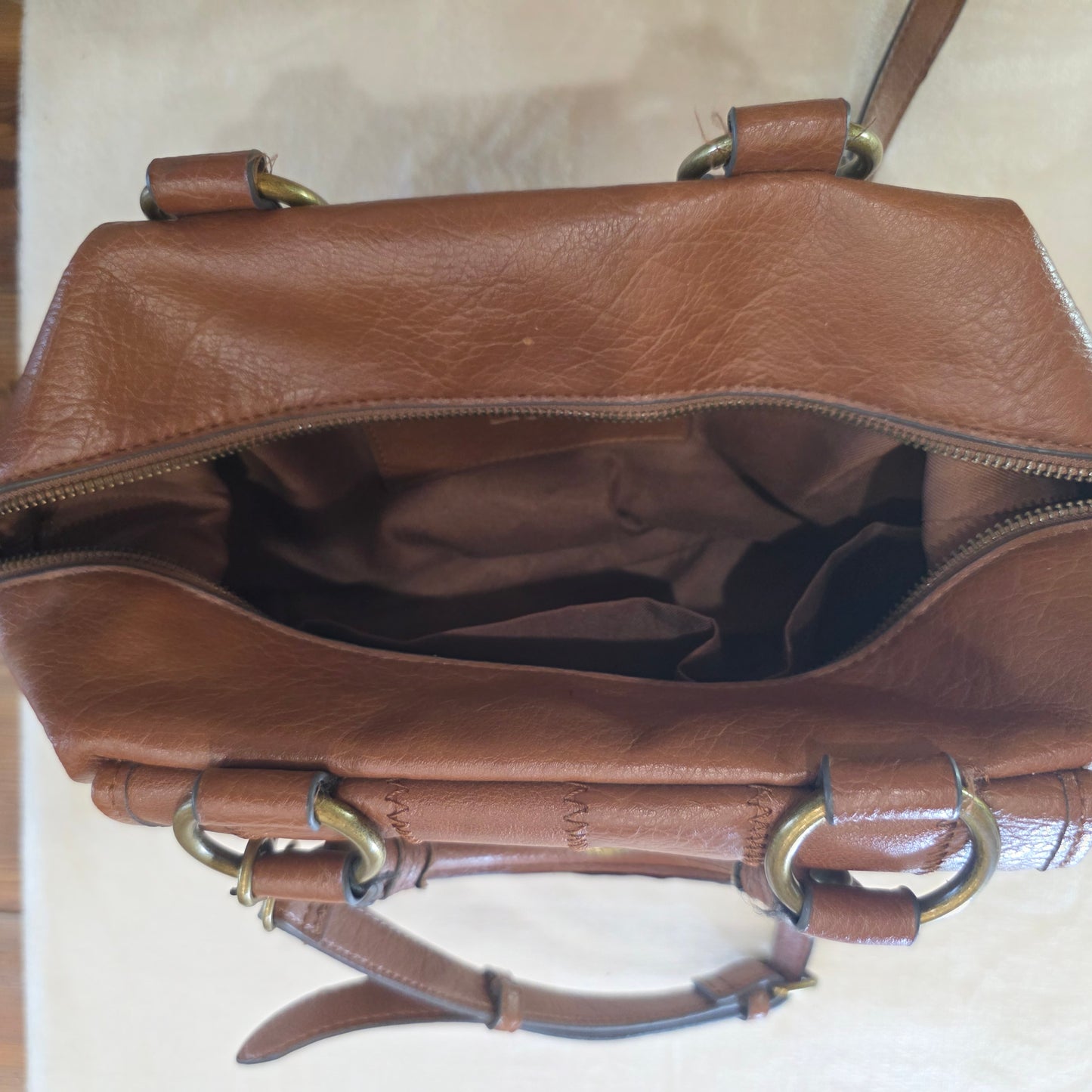 Frye & Co Womens Satchel Handbag Leather Brown