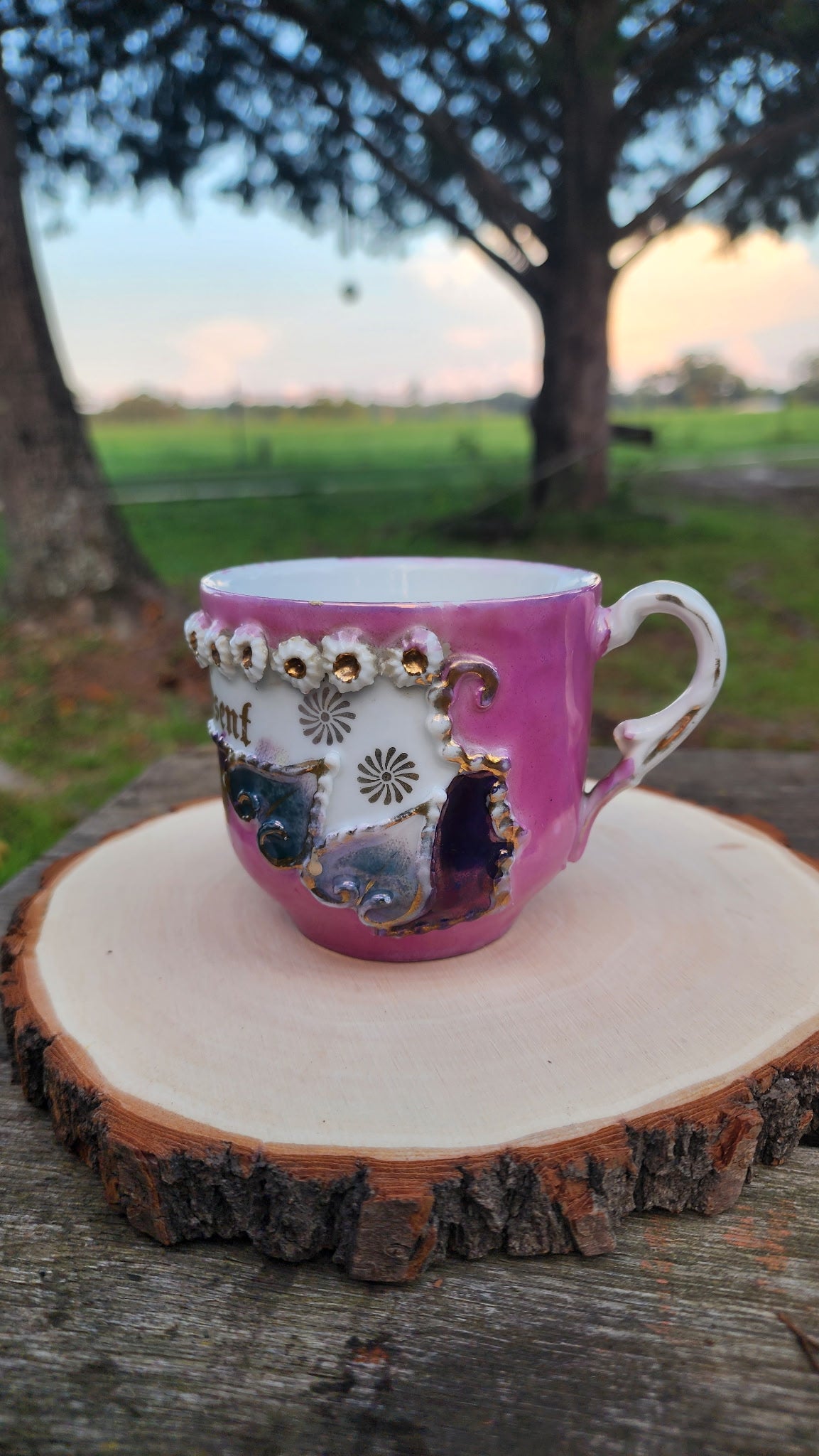 Vintage Germany Pink Lustreware Cup A Present Child's Tea Cup
