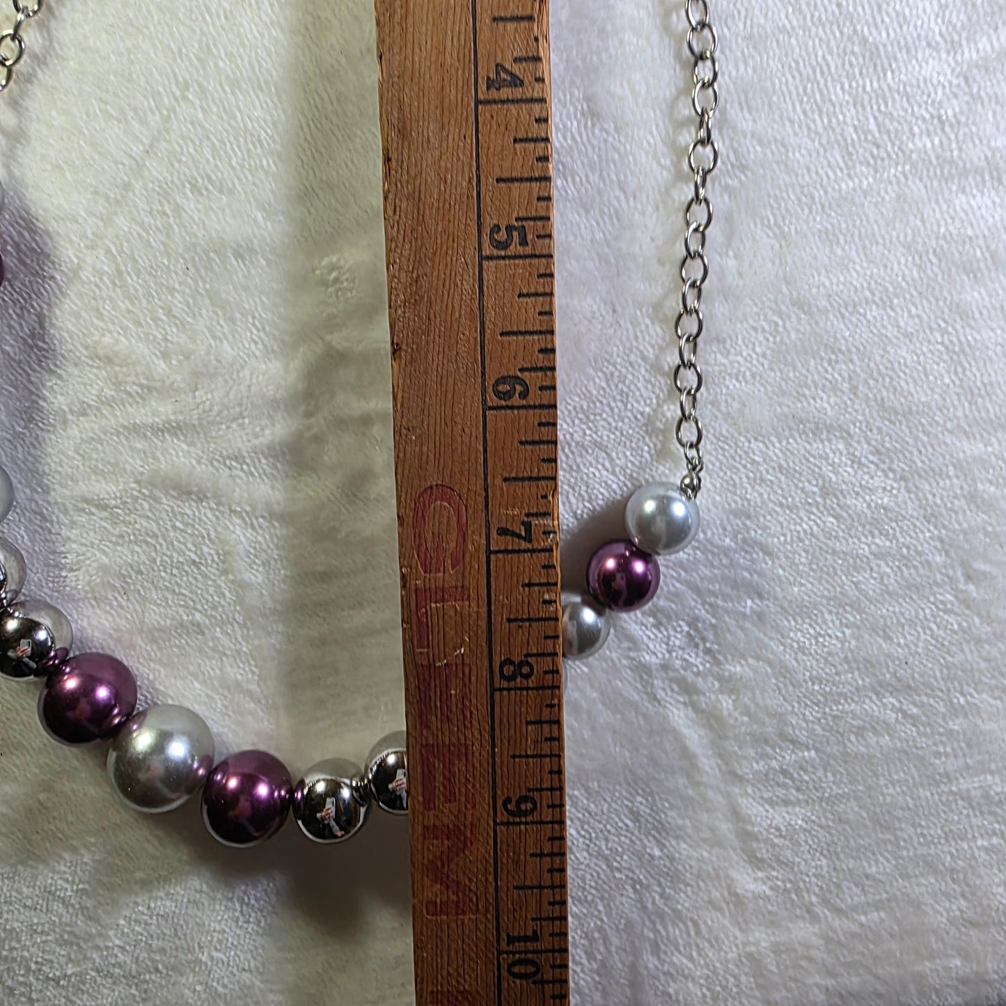 Bold Purple & Silver Tone Beaded Necklace & Dangle Earrings Set