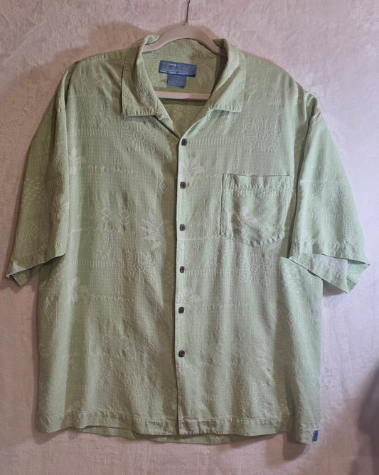 Bermuda Bay 100% Silk Hawaiian Button-up Short Sleeve Shirt Men's XXL