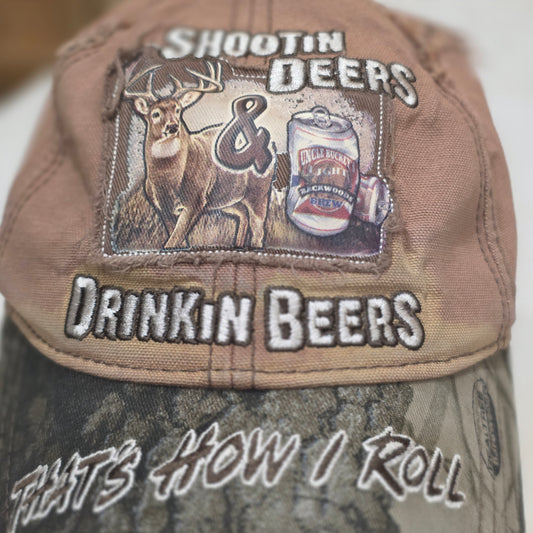 Buck Wear Hunting Camo Hat "Shootin Deers & Drinkin Beers" Adjustable Cap