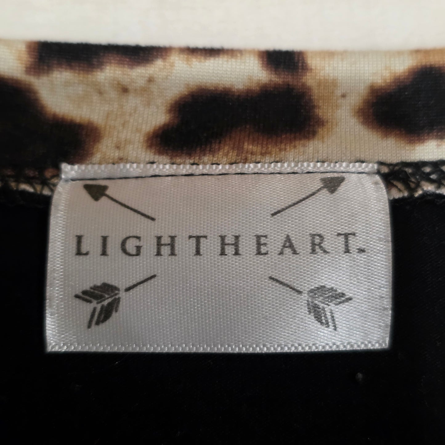 Womens Leopard Print Raglan Sleeve Top Black Casual Shirt Lightheart Size Large