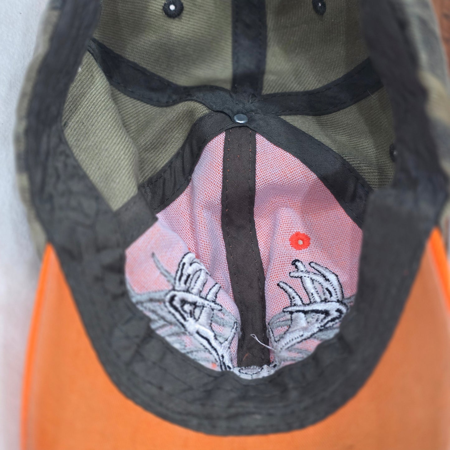 Predator Deer Skull Blaze Orange Camo Hunting Hat - KYS Design Cap, One Size
