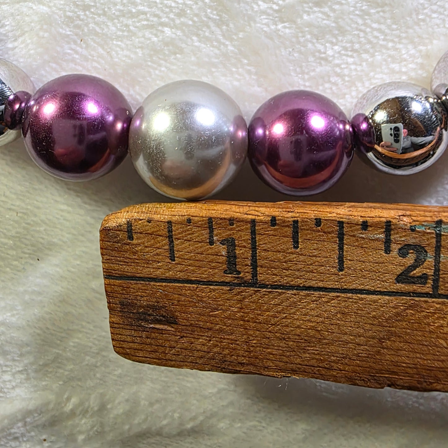 Bold Purple & Silver Tone Beaded Necklace & Dangle Earrings Set