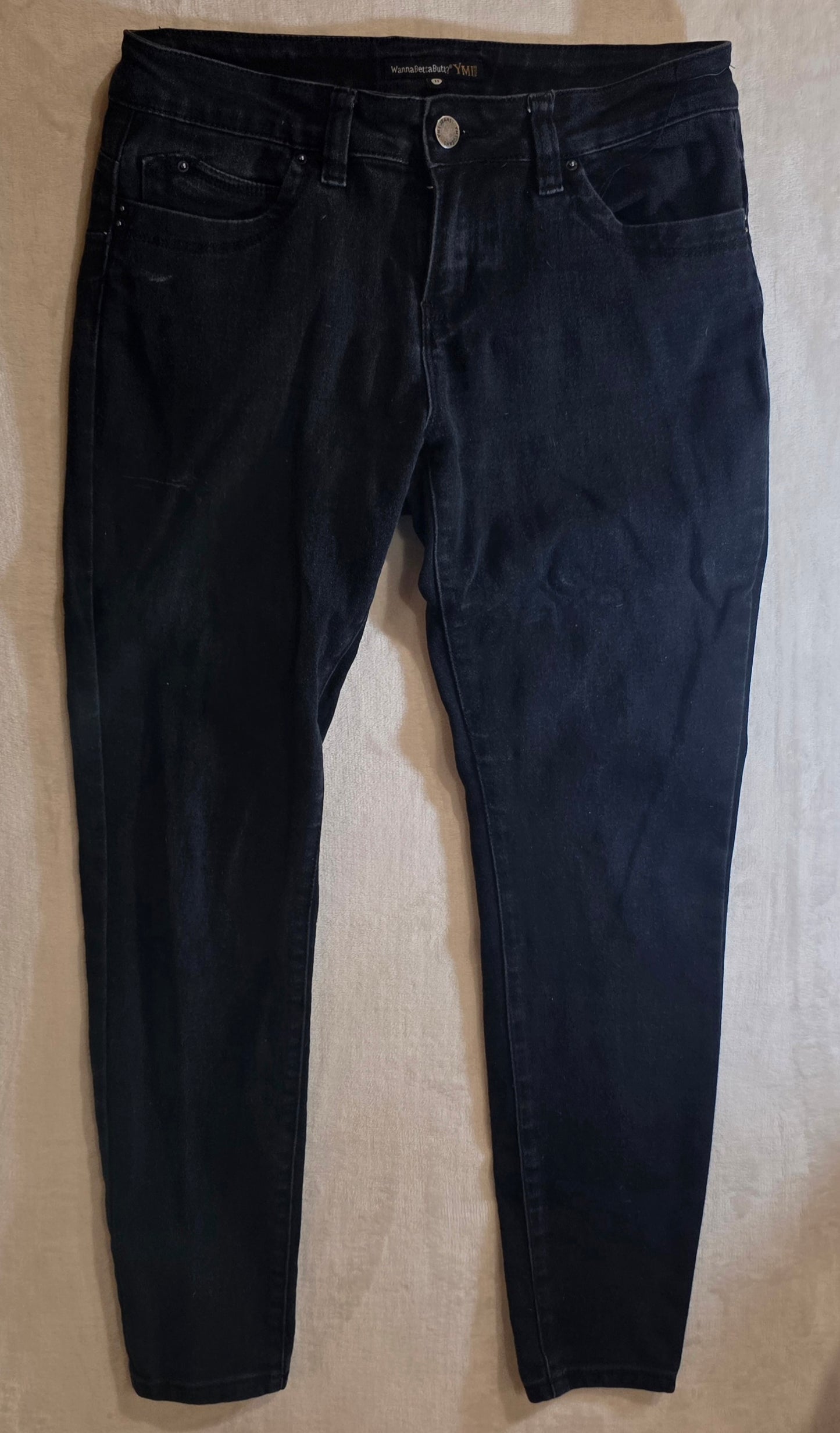 YMI Black Skinny Denim Jeans Women’s Size 11 Mid Rise Inseam 27”