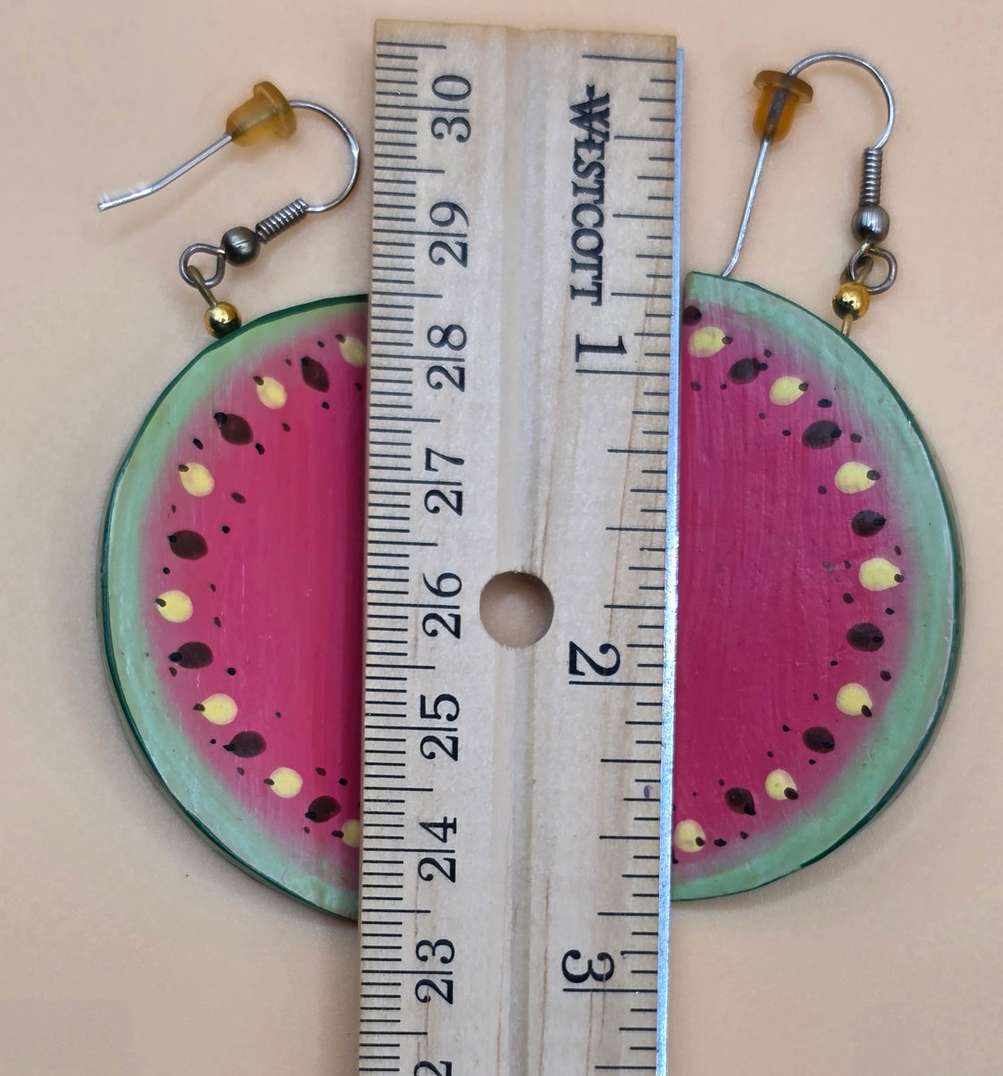 Vintage Fruit Salad Watermelon Strawberry Statement Necklace Wooden Bead Bib