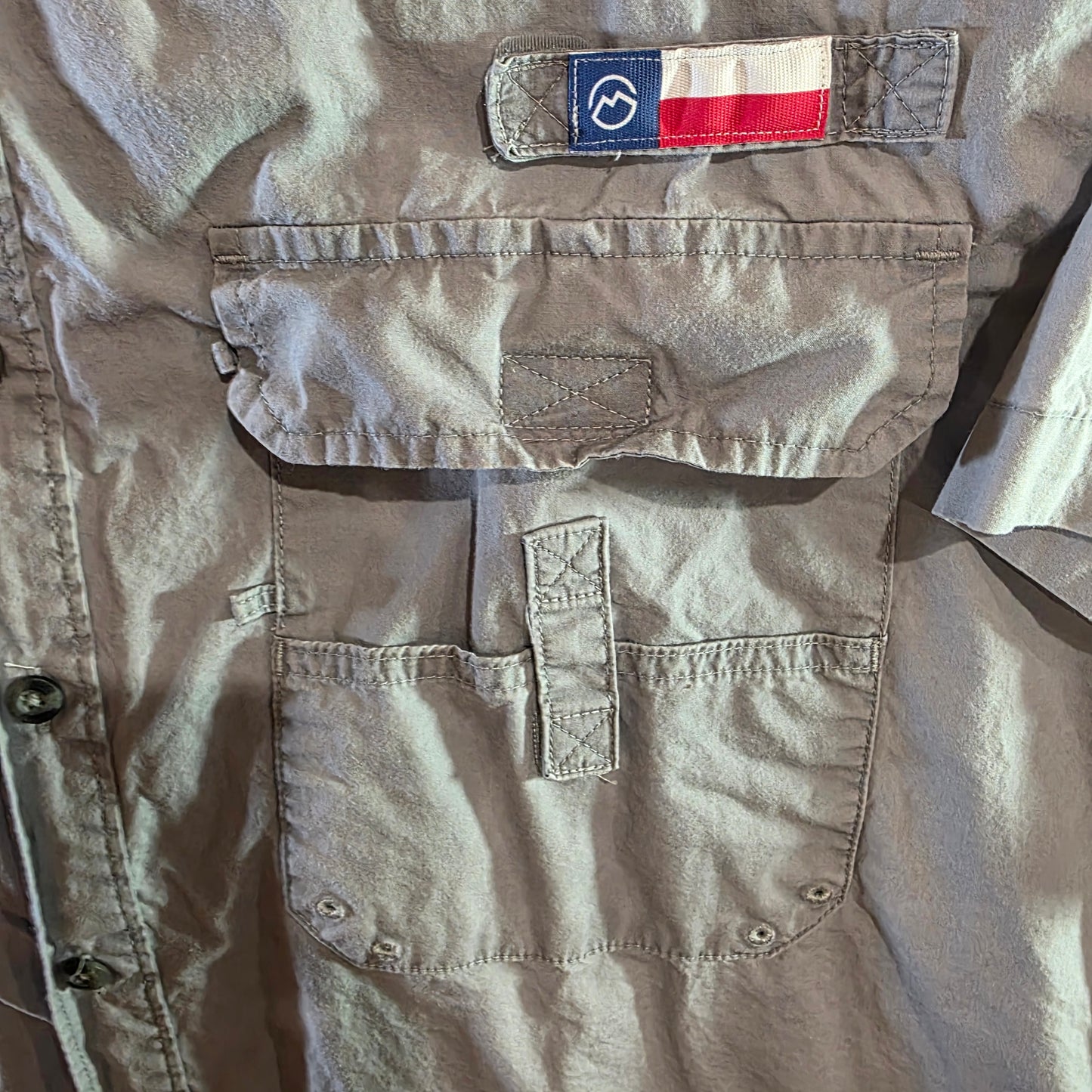 Magellan Gray button down pockets short sleeve fish gear shirt Relaxed Fit M 2XL