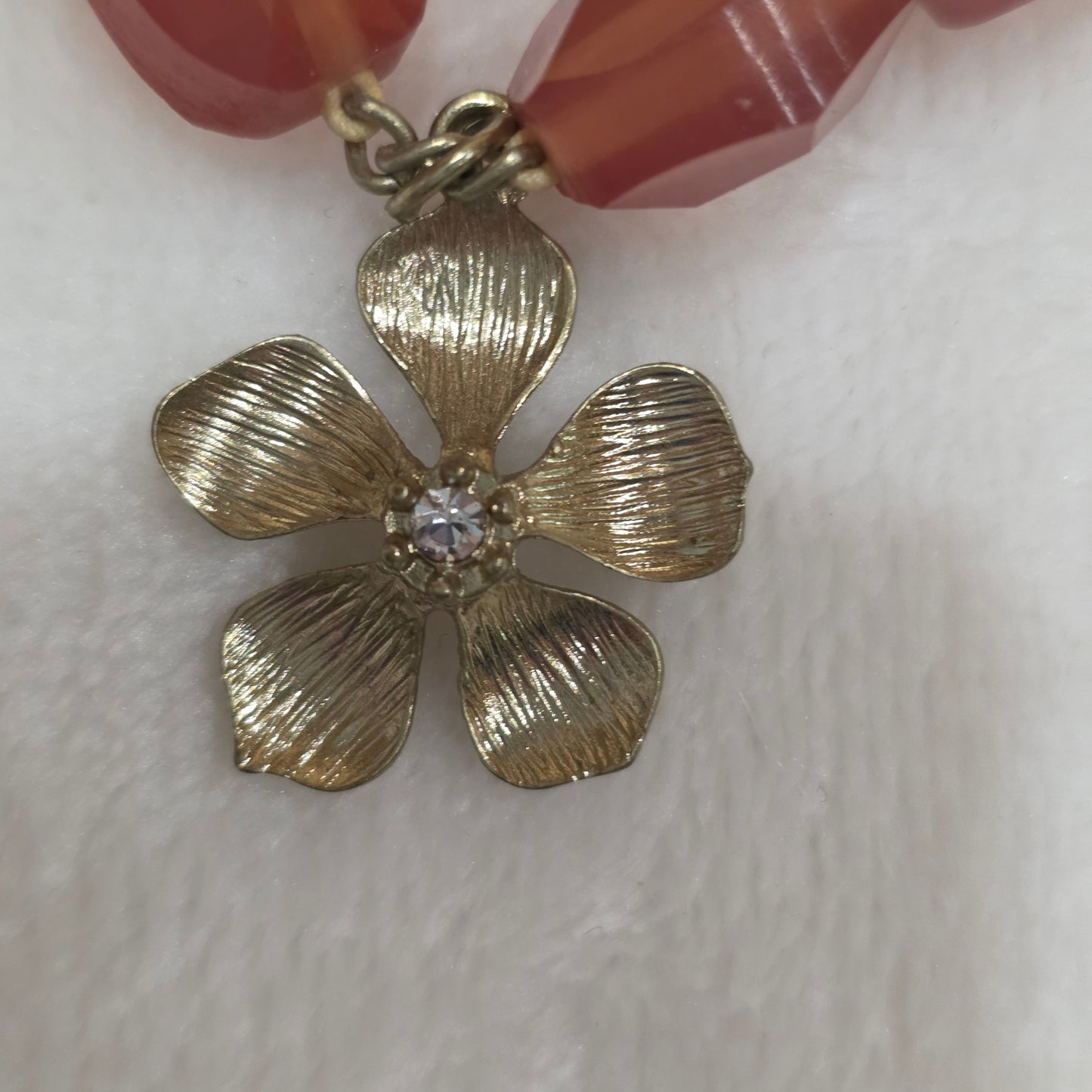 Relic Stretchable Bracelet with Motif Flower Charm Faux Diamond Accent