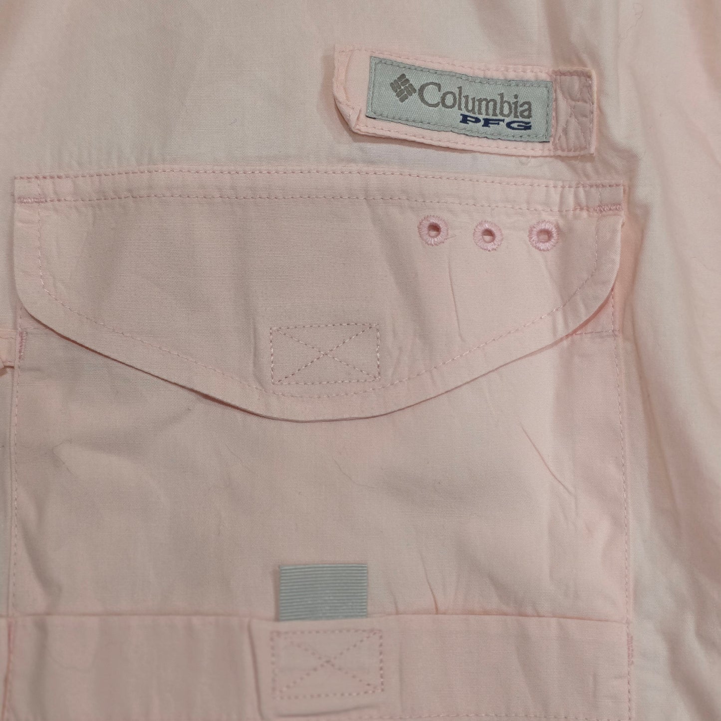 Columbia PFG Short Sleeve Fishing Shirt Men’s Large Pink Vented Performance Button Up