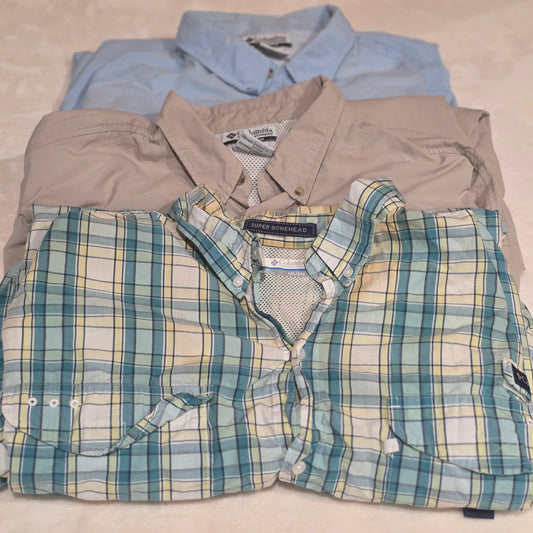 Lot of 3 Columbia PFG Men’s XXL Fishing Shirts Vented Long Sleeve Outdoor