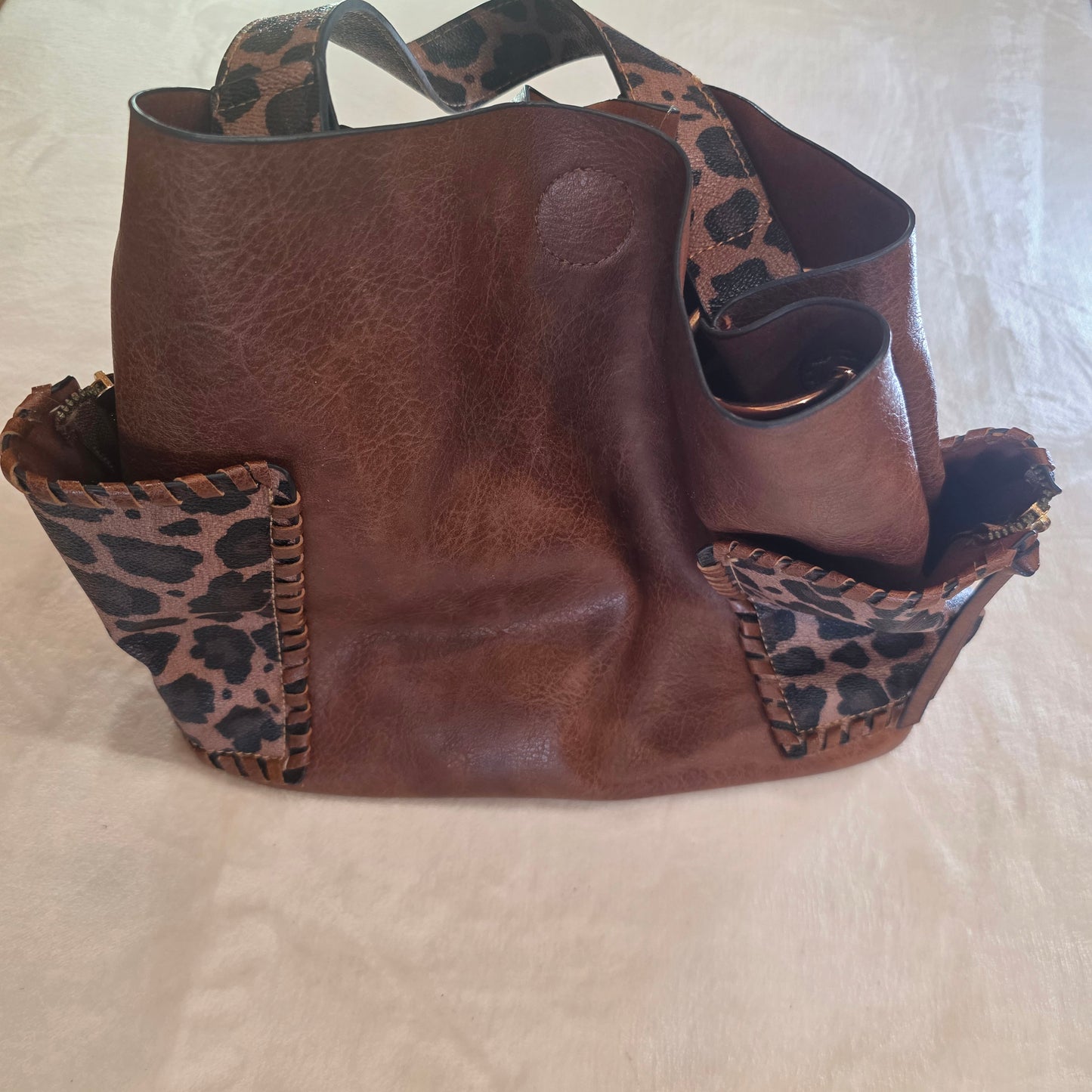 Deluxe Handbag Vegan Leather Animal Print Women's Purse Brown|Tan|Black|Leapord