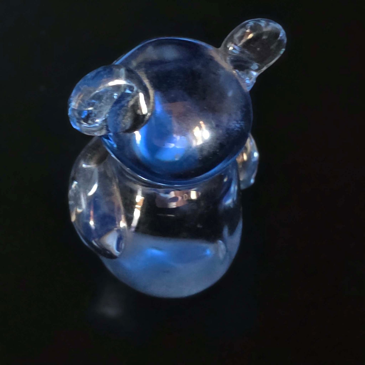 Clear Blue Glass Bear Figurine Miniature Paperweight Decorative Collectible Gift