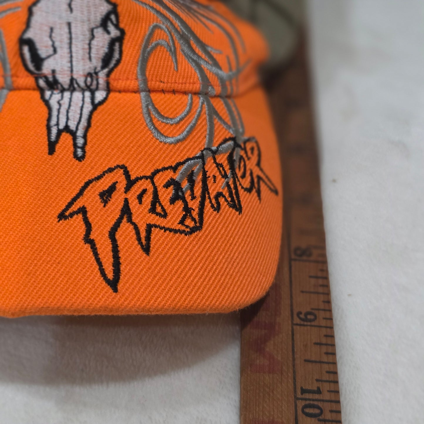 Predator Deer Skull Blaze Orange Camo Hunting Hat - KYS Design Cap, One Size