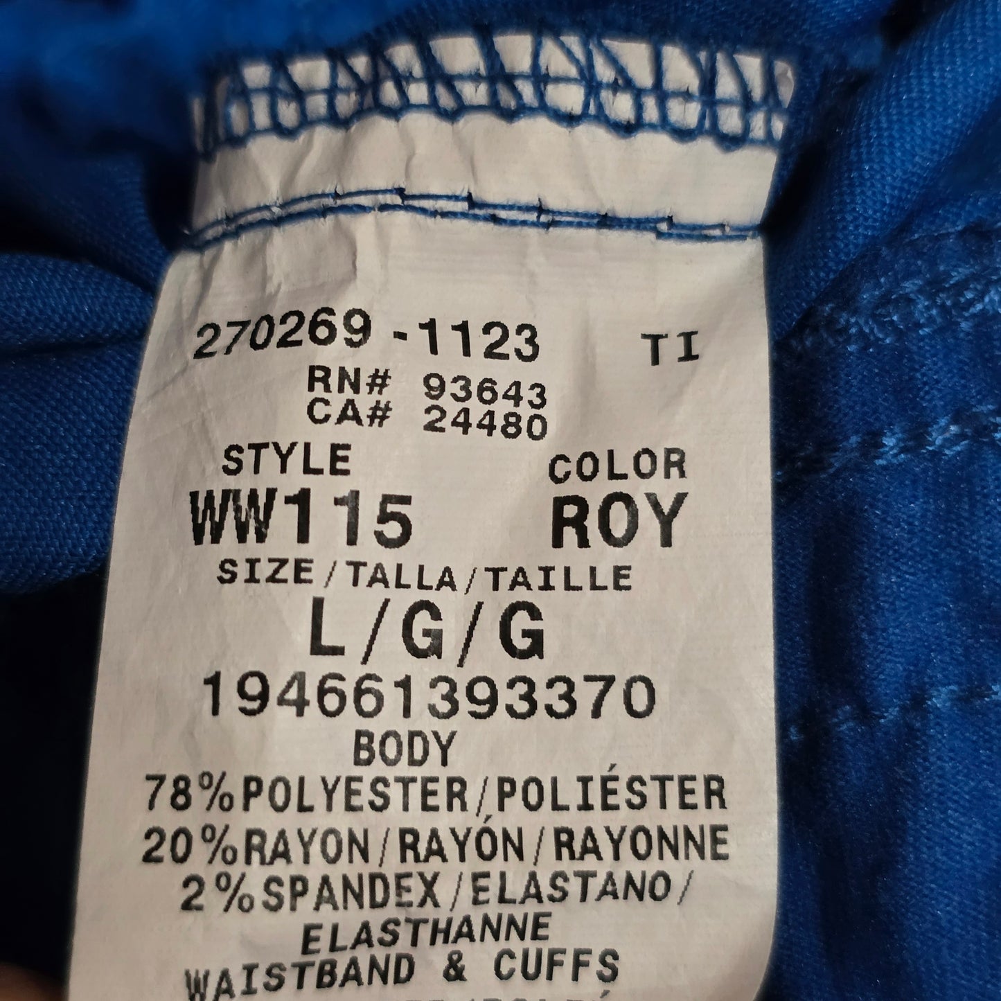 Cherokee Scrub Pants L Royal Blue Jogger Nurse Medical Workwear WW115