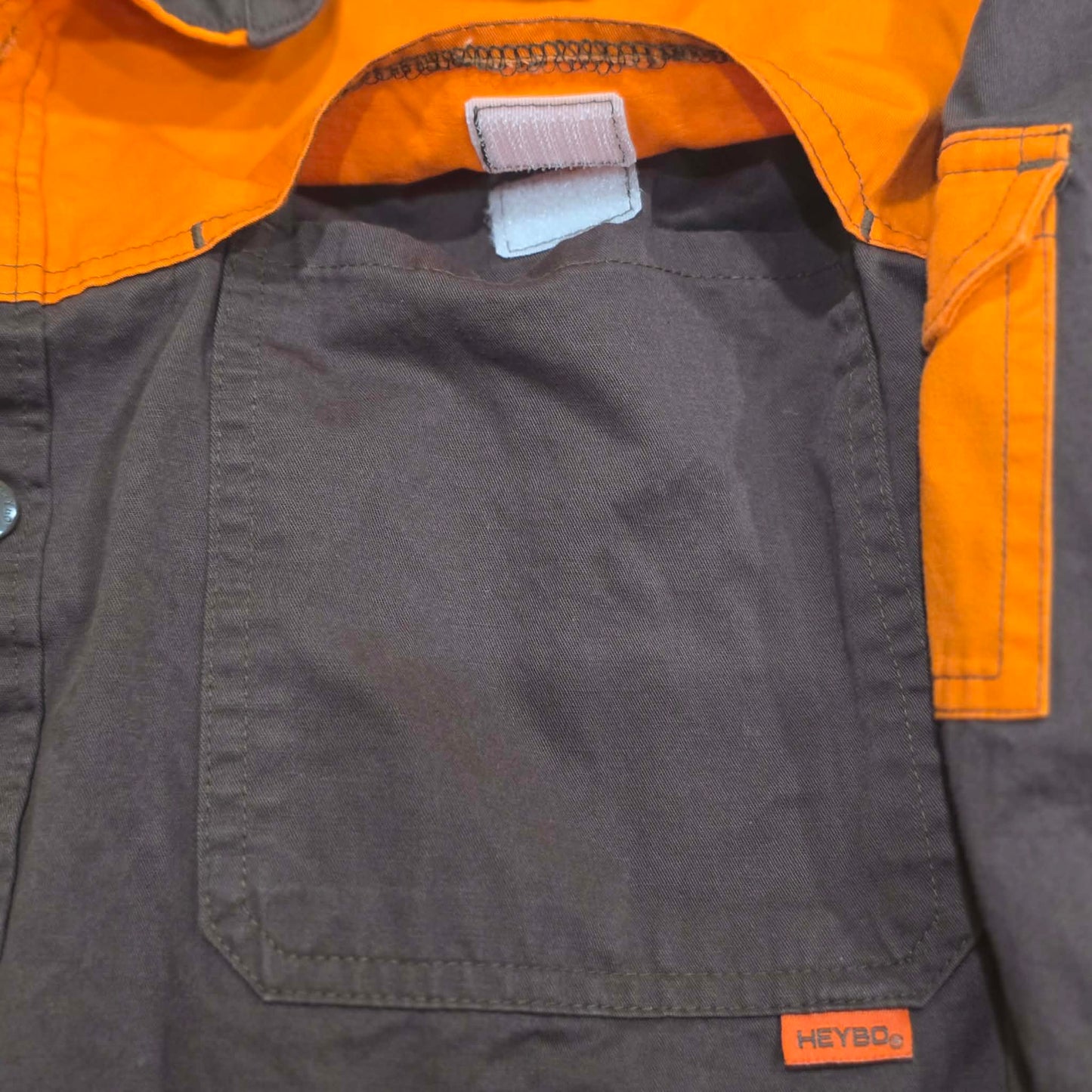 HEYBO Men’s 3XL Brown Blaze Orange Hunting Field Shirt Workwear Vented Utility