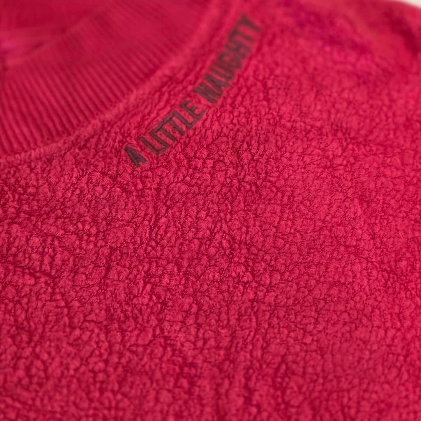 Aerie Red Sherpa Fleece Sweatshirt Side Slit Cozy Pullover “A Little Naughty”