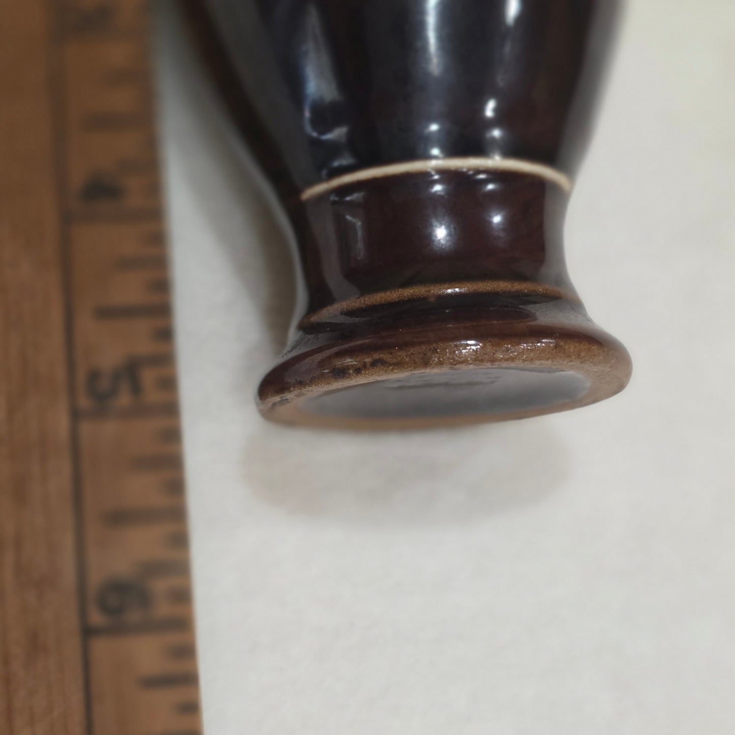 Vintage Made in Japan Brown Floral Vase | Small Ceramic Bud Vase | Applied Flowers