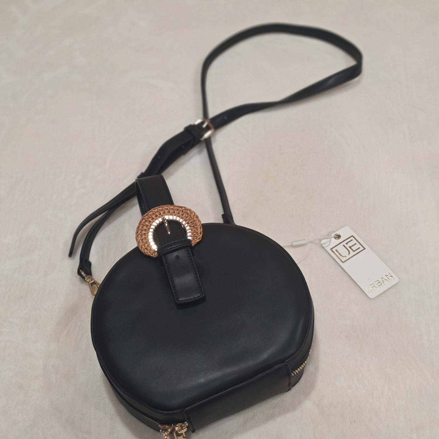 Urban Expressions Round Crossbody Bag Black Vegan Leather Circle Purse NWT