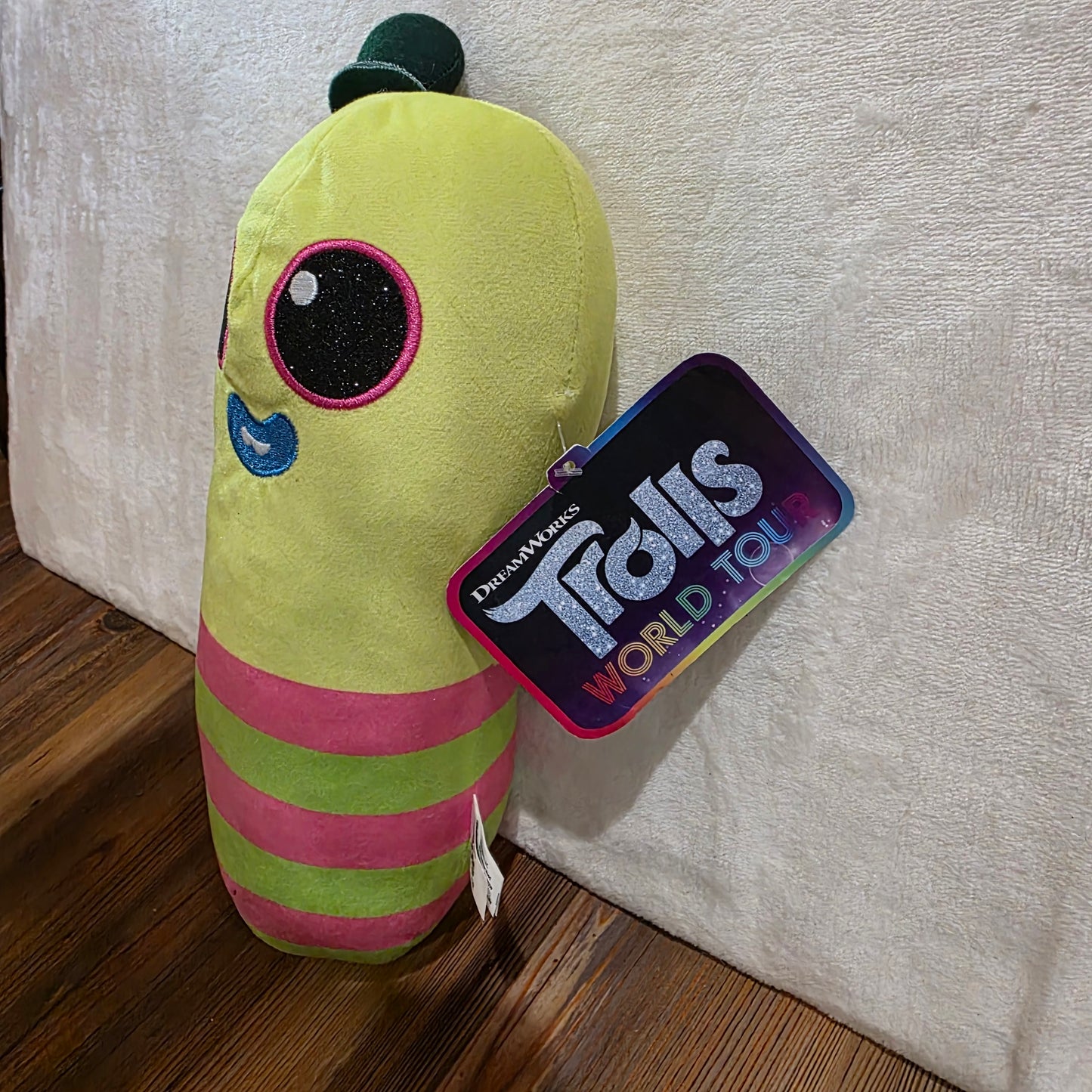 Dreamworks Trolls World Tour 9” Mr Dinkles Green|Pink Worm Toy Factory Plush