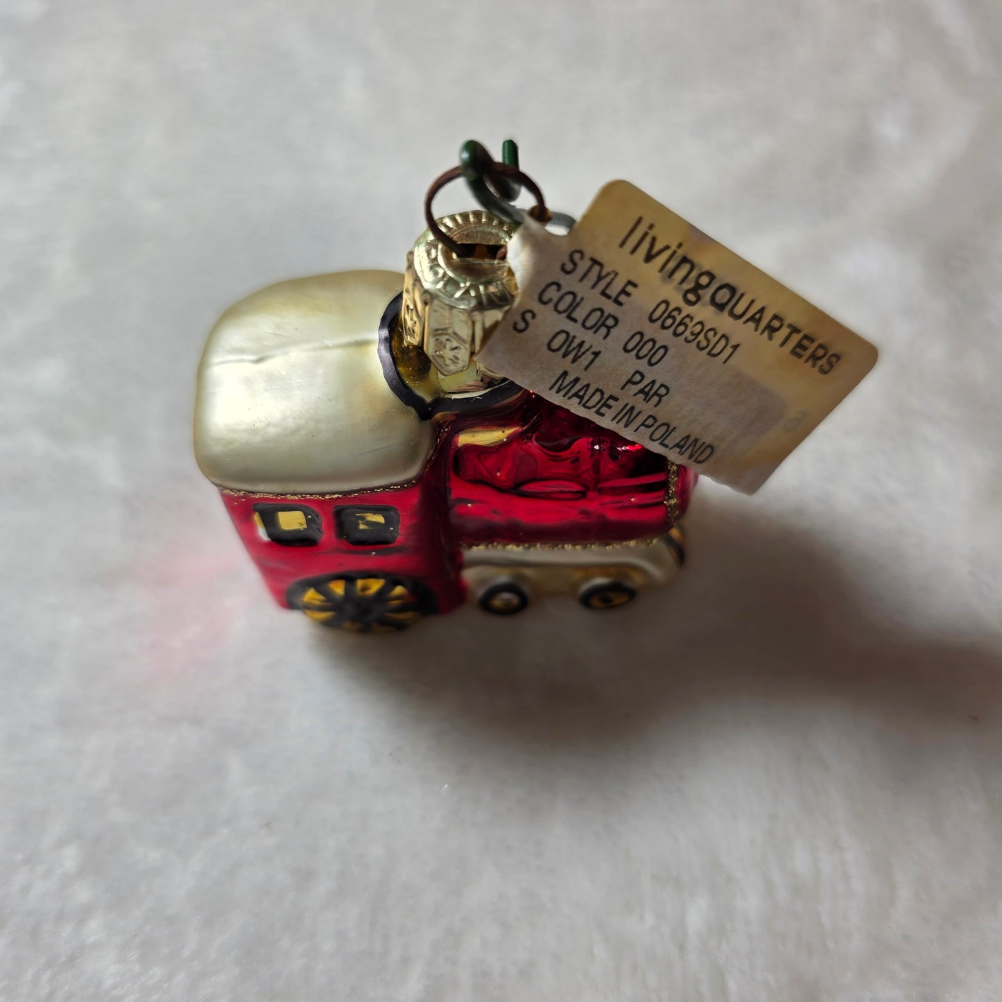 Living Quarters Christmas Ornament – Red Train Metallic Finish – Made in Poland NWT