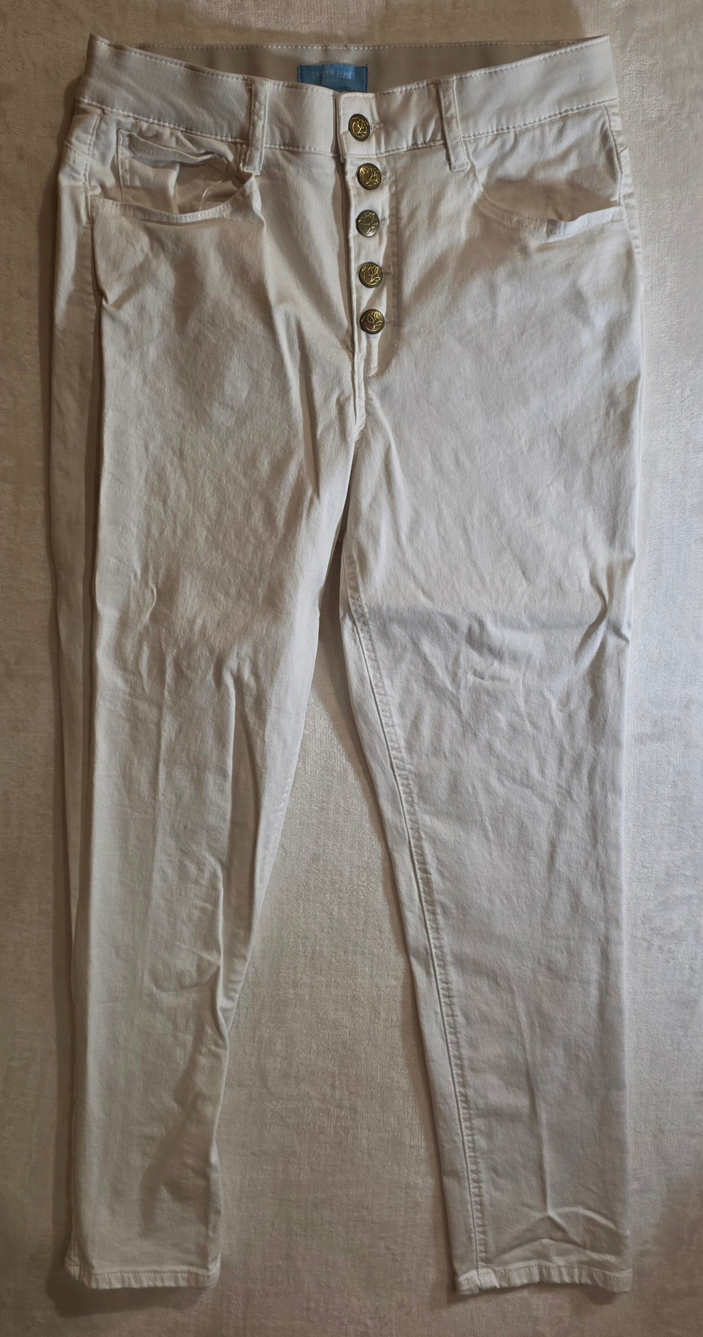 Draper James Jeans Women’s White Size 12 High Rise Straight Leg Elastic Waist
