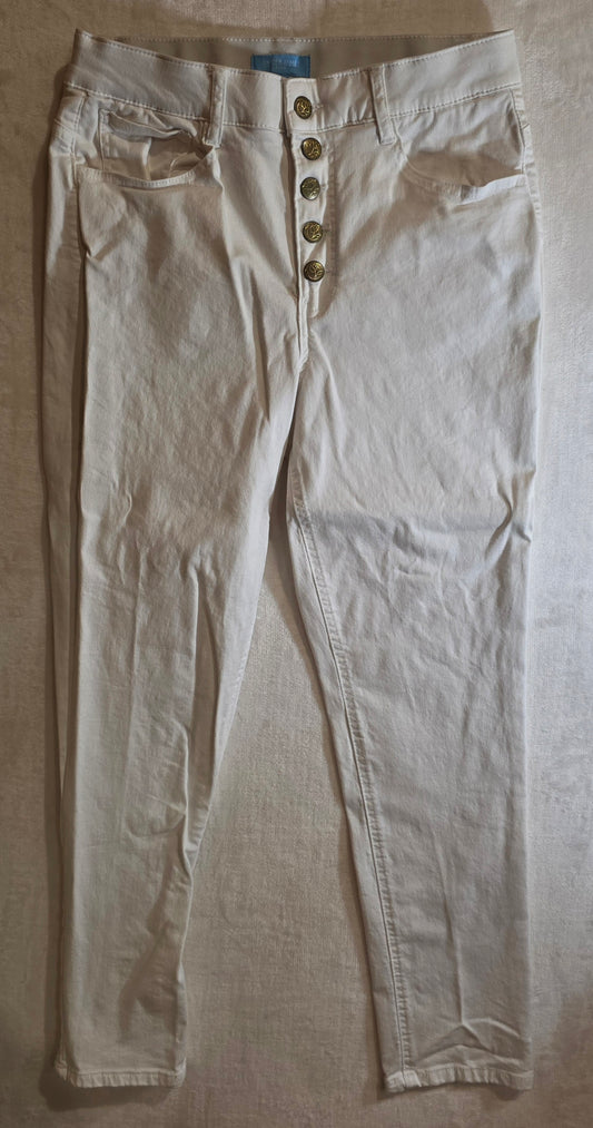 Draper James Jeans Women’s White Size 12 High Rise Straight Leg Elastic Waist