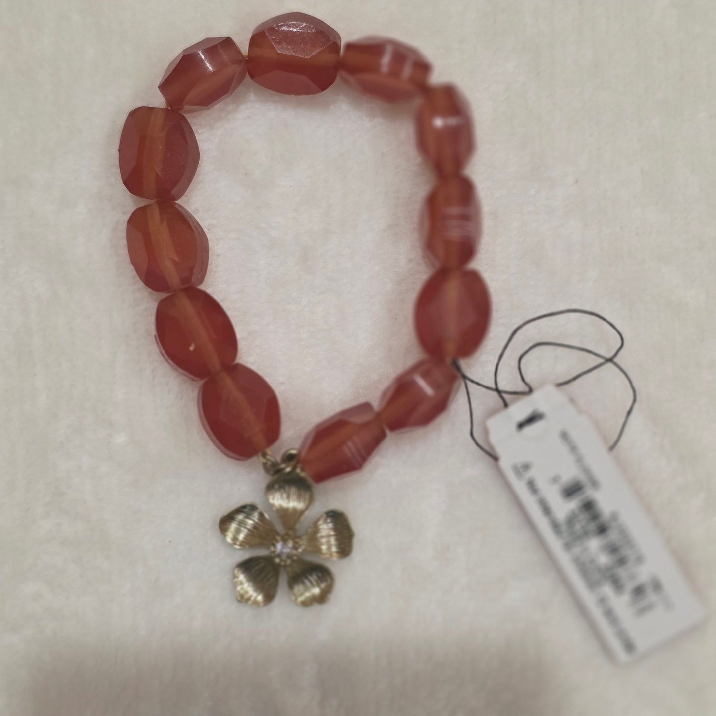 Relic Stretchable Bracelet with Motif Flower Charm Faux Diamond Accent