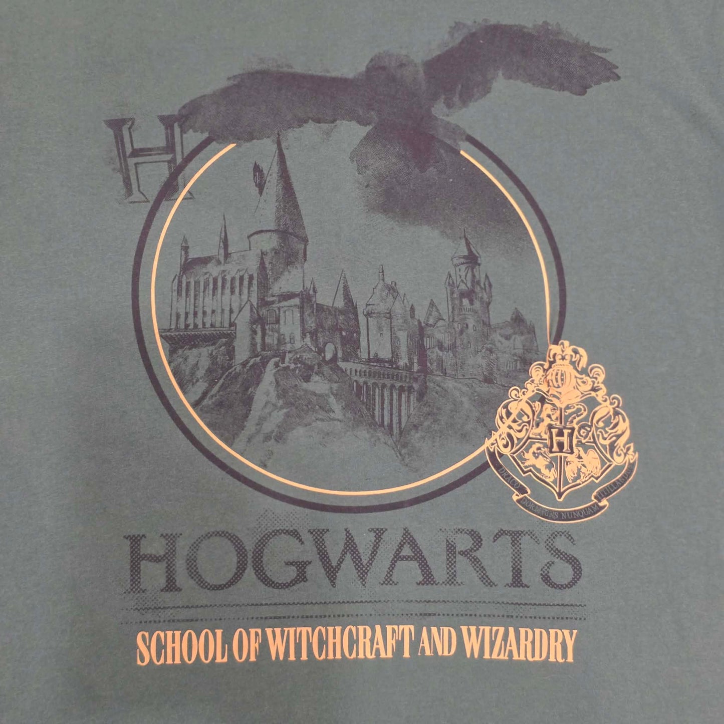 NWT Harry Potter Hogwarts Graphic Tee Shirt Hunter Green Size M