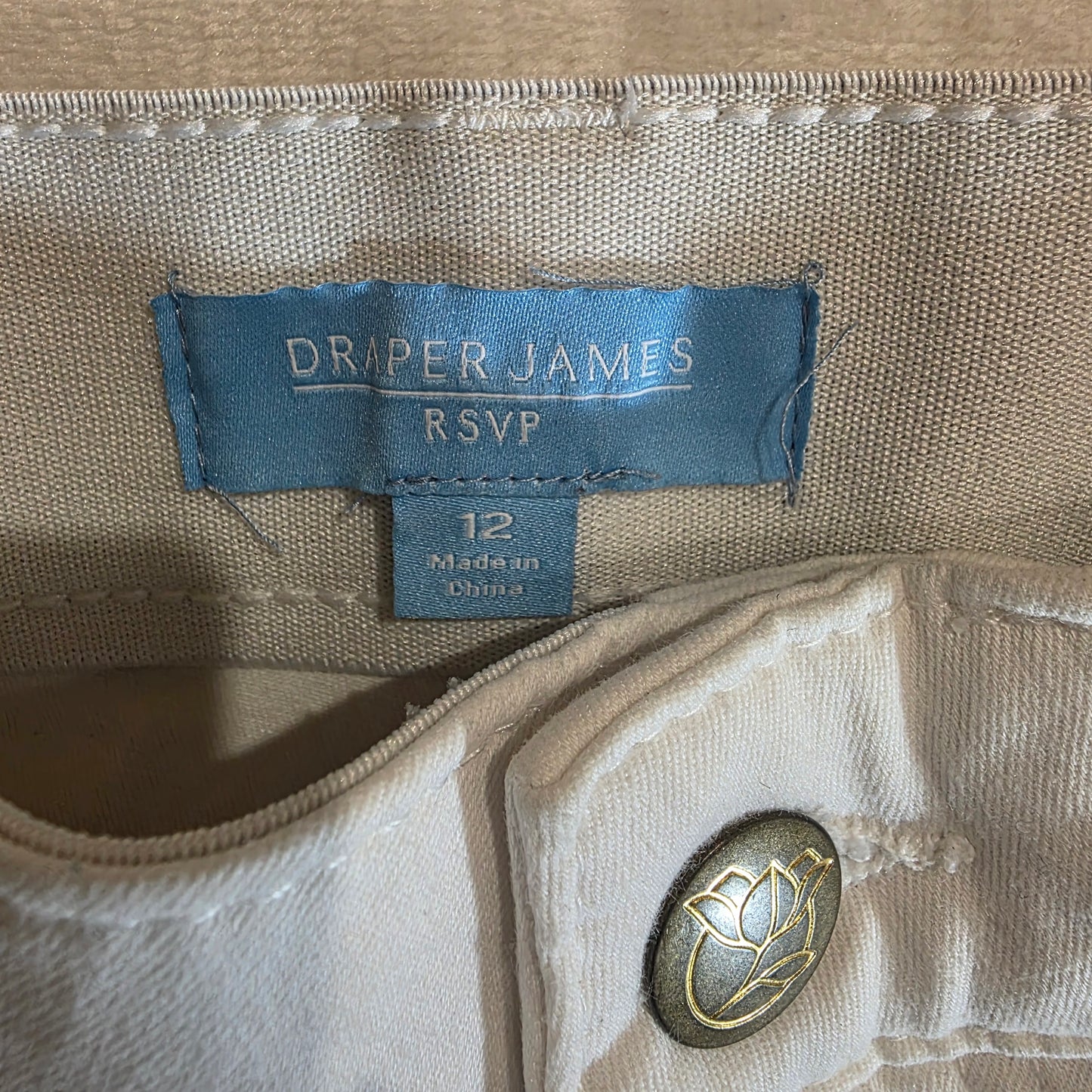 Draper James Jeans Women’s White Size 12 High Rise Straight Leg Elastic Waist