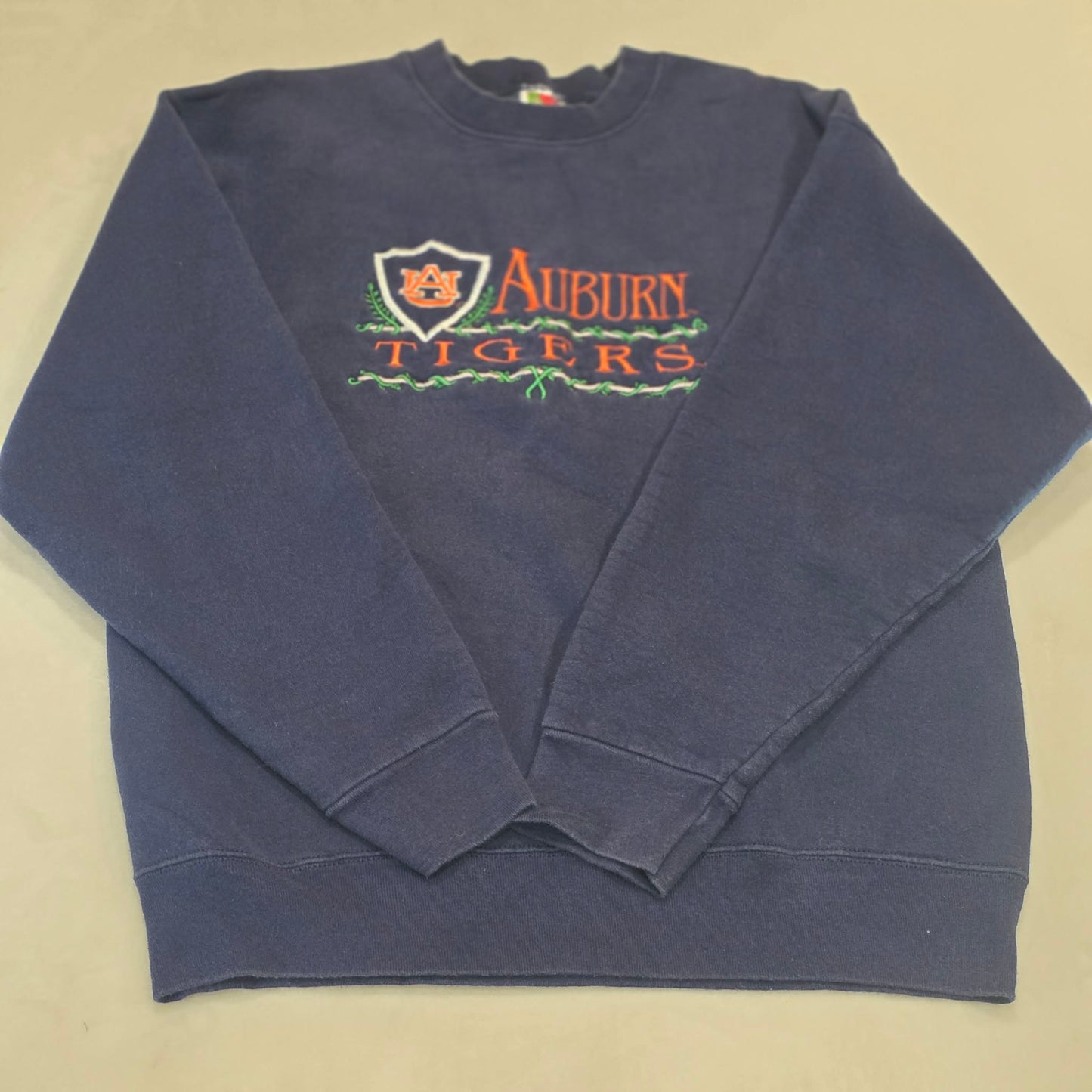 Auburn Tigers Vintage Embroidered Logo Crewneck Sweatshirt Navy Size L FOTL
