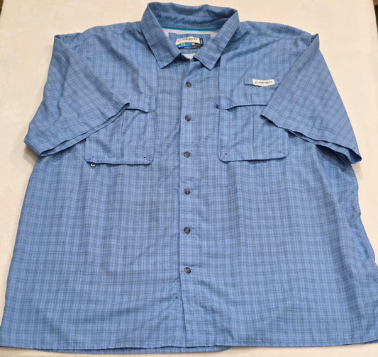 Magellan Fish Gear Shirt Mens 2XL Blue Plaid Angler Fit Fishing Vented Outdoor Camp