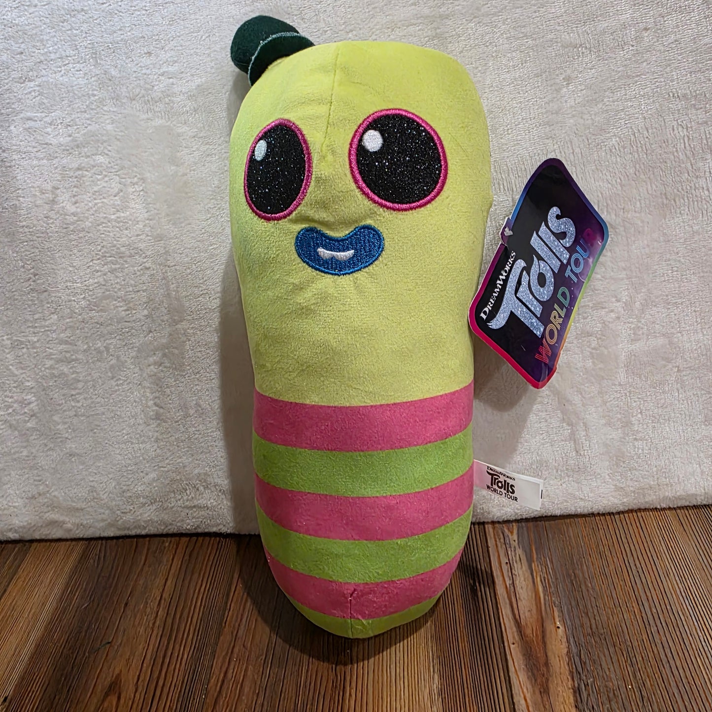 Dreamworks Trolls World Tour 9” Mr Dinkles Green|Pink Worm Toy Factory Plush