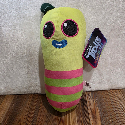 Dreamworks Trolls World Tour 9” Mr Dinkles Green|Pink Worm Toy Factory Plush