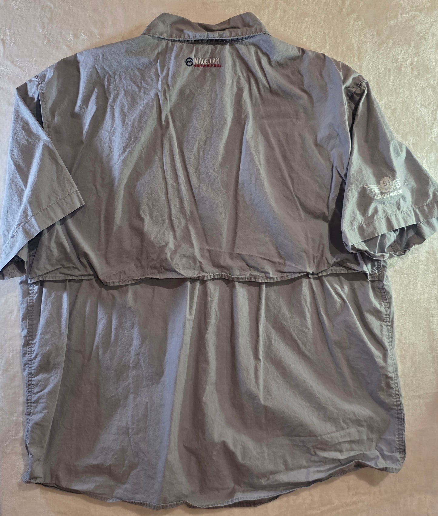 Magellan Gray button down pockets short sleeve fish gear shirt Relaxed Fit M 2XL