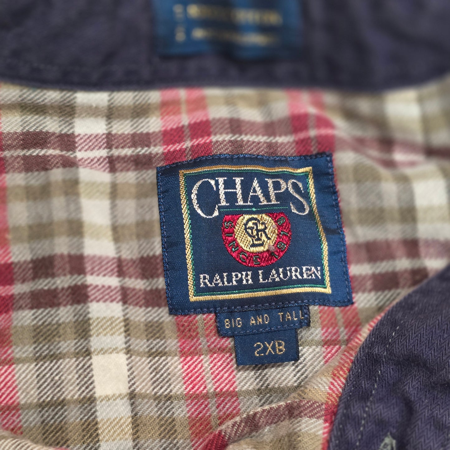 Chaps Ralph Lauren Plaid Button Down Shirt 2XB Big & Tall Long Sleeve Cotton