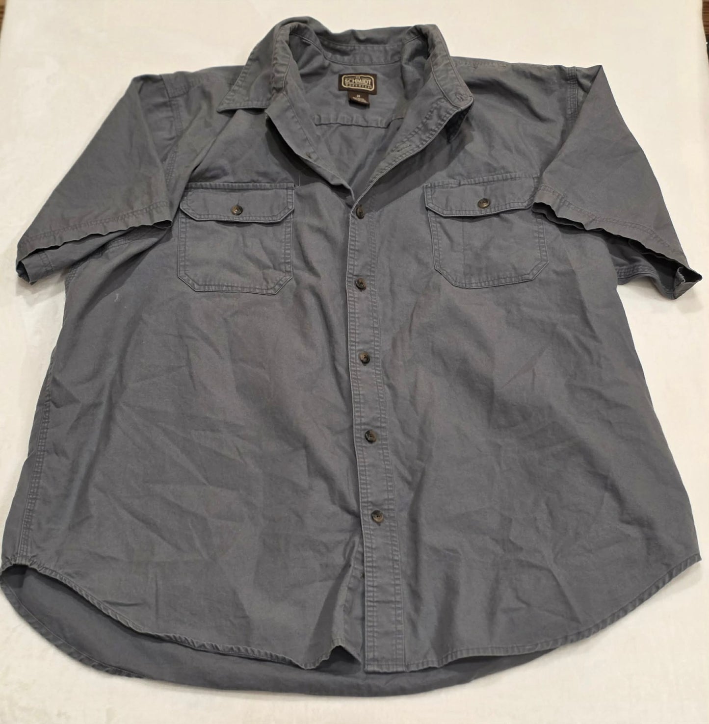 CE Schmidt Workwear Men’s 2X Gray Short Sleeve Button Up Cotton Utility Shirt